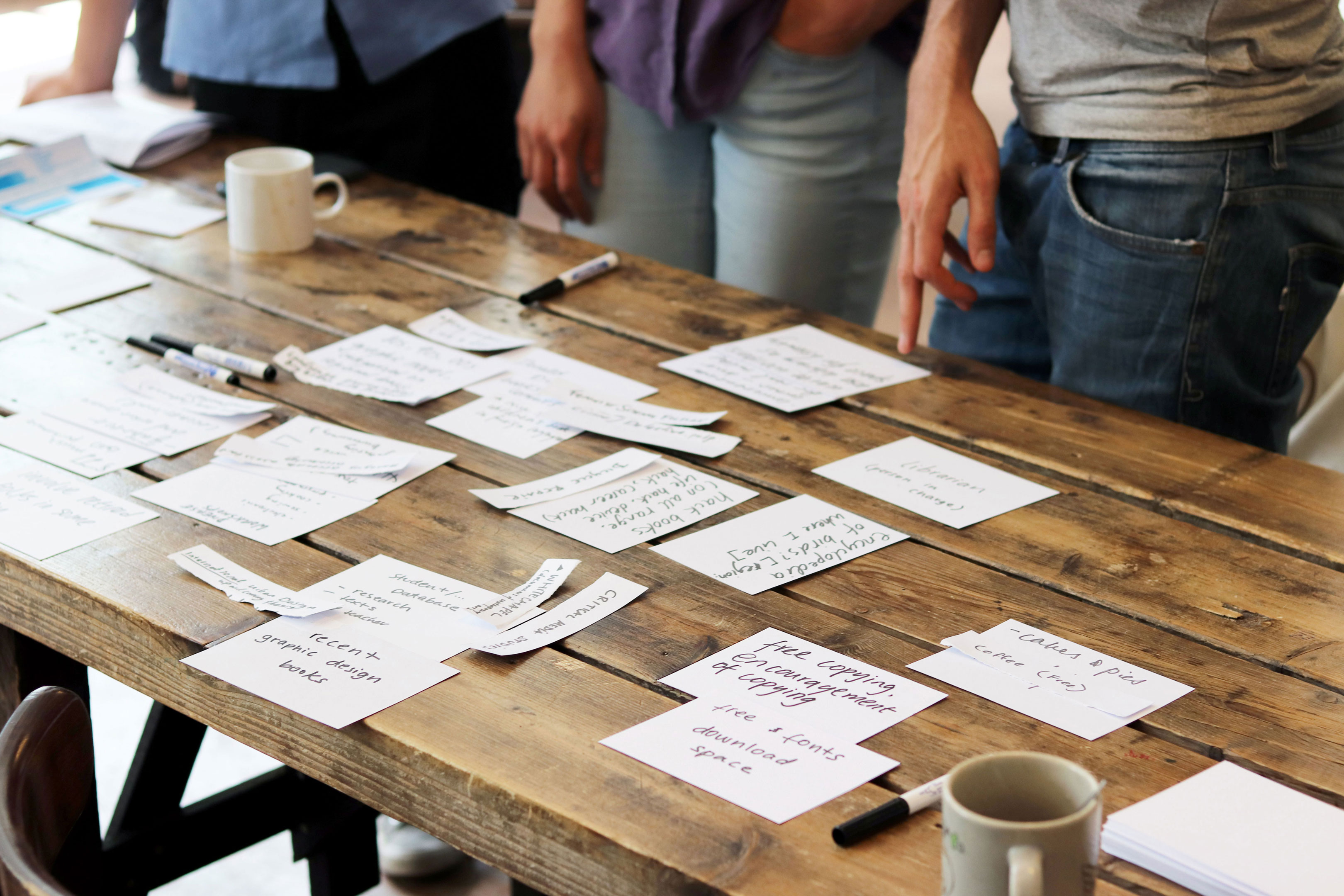 Hand-written papers showing the outcome of user research